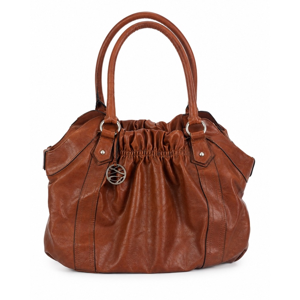 Style & Co Vintage Y2K Brown Leather Ruched Slouchy Grunge Hobo Shoulder Bag